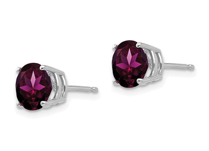 14K white gold garnet earrings, alternate view