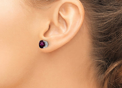 14K white gold garnet earrings, another view