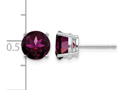 14K white gold garnet earrings, further view