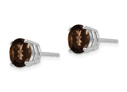 14kw Round Smoky Quartz Earrings, 8 x 8mm