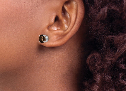 14kw Round Smoky Quartz Earrings, 8 x 8mm