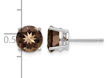 14kw Round Smoky Quartz Earrings, 8 x 8mm