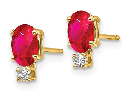 14K gold diamond oval earrings, alternate view