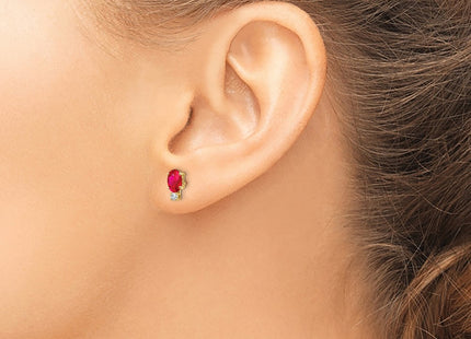 14K gold diamond oval earrings, another view