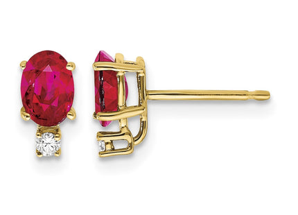 14K gold diamond oval earrings