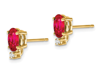 14K gold diamond oval earrings, alternate view