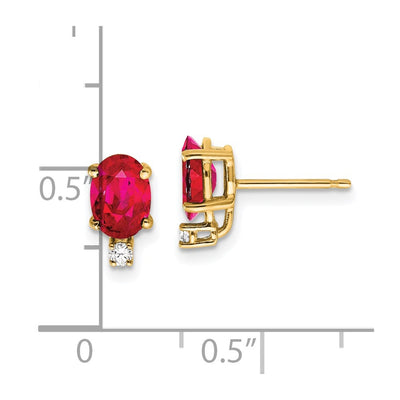 14K Ruby Diamond Post Earrings