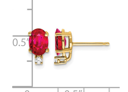 14K gold diamond oval earrings, further view