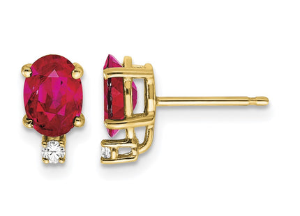 14K gold diamond oval earrings