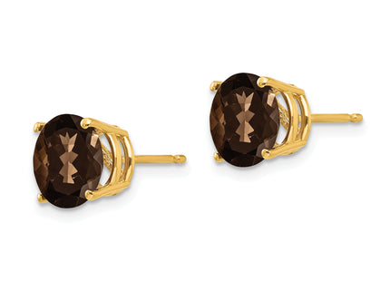 14k Round Smoky Quartz Earrings, 8 x 8mm