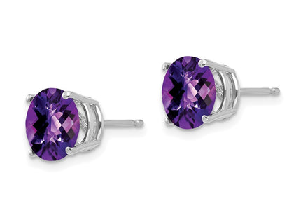 14K white gold amethyst earrings, alternate view