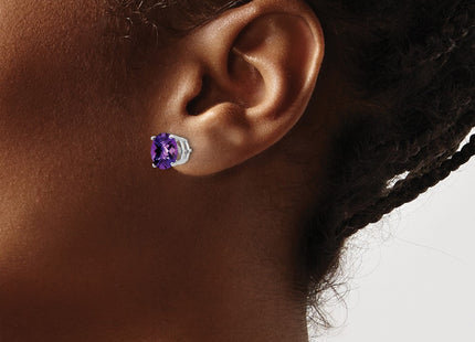 14K white gold amethyst earrings, another view