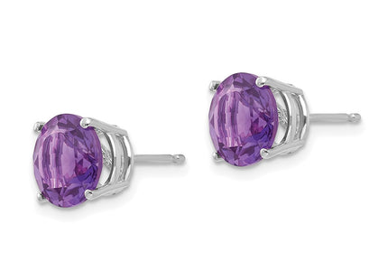 14K white gold amethyst earrings, alternate view