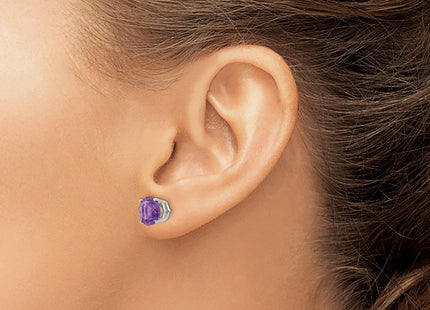 14K white gold amethyst earrings, another view