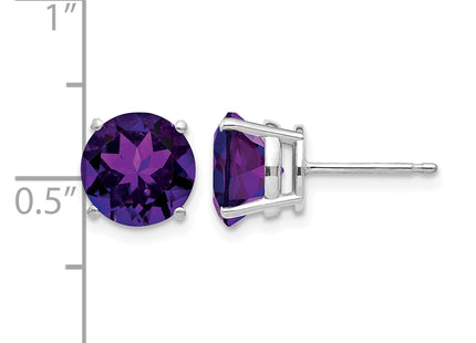 14k White Gold Amethyst Earrings, 8 x 8mm
