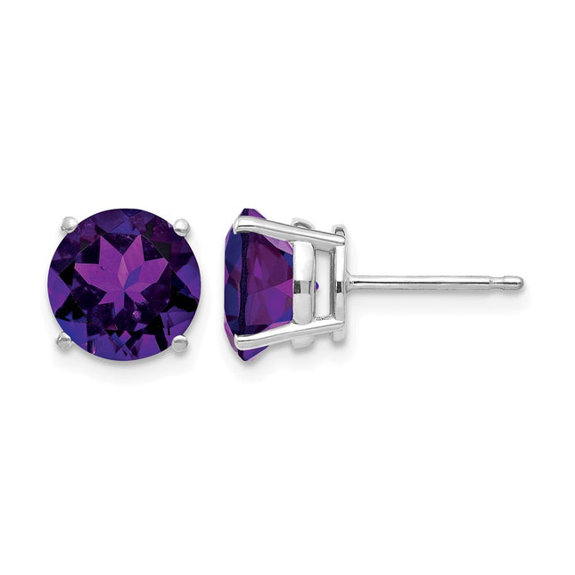 14k White Gold Amethyst Earrings, 8 x 8mm