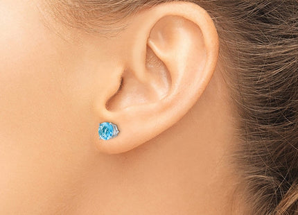 14k White Gold Blue Topaz Checker Earrings (Style XE75WBC)