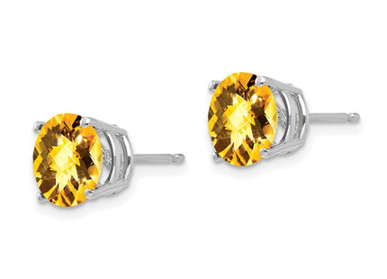 14k White Gold Citrine Checker Earrings (Style XE75WCC)