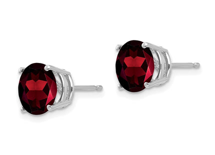 14K white gold garnet earrings, alternate view