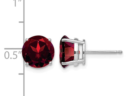 14K white gold garnet earrings, further view
