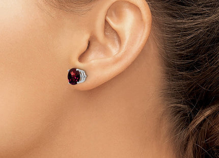 14k White Gold Garnet Checker Earrings (Style XE75WGC)