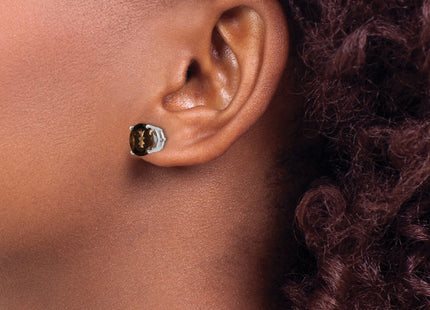 14kw Round Smoky Quartz Earrings, 9 x 9mm