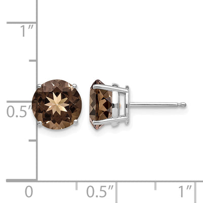 14kw Round Smoky Quartz Earrings, 9 x 9mm