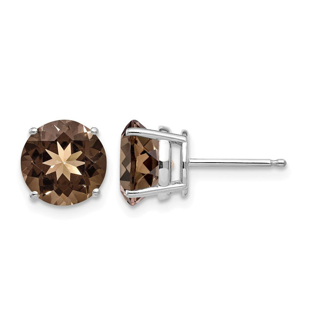 14kw Round Smoky Quartz Earrings