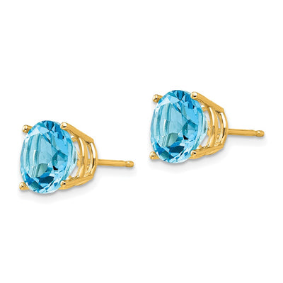 14K Blue Topaz Round Stud Earrings