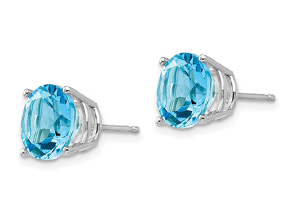 14K white gold blue topaz earrings, alternate view