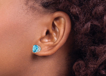 14K white gold blue topaz earrings, another view