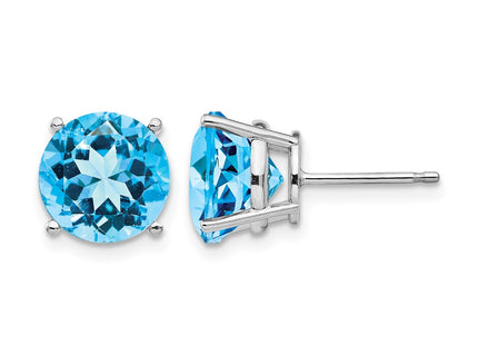 14K white gold blue topaz earrings