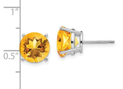 14k White Gold Citrine Round Stud Earrings (Style XE76WCI)