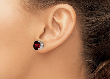 14k White Gold Garnet Round Stud Earrings (Style XE76WGA)