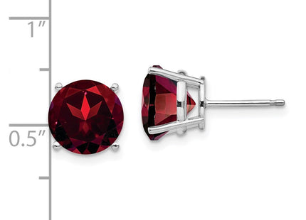 14k White Gold Garnet Round Stud Earrings (Style XE76WGA)