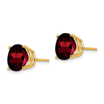 14K Garnet Round Stud Earrings