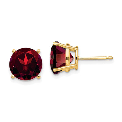 14K Garnet Round Stud Earrings