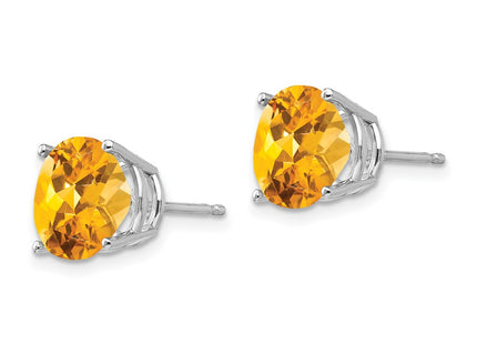 14K white gold citrine stud earrings, alternate view