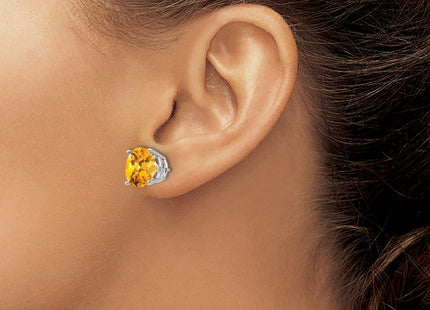 14K white gold citrine stud earrings, another view