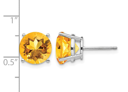14K white gold citrine stud earrings, further view