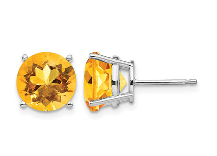 14K white gold citrine stud earrings
