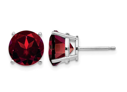 14K white gold garnet stud earrings