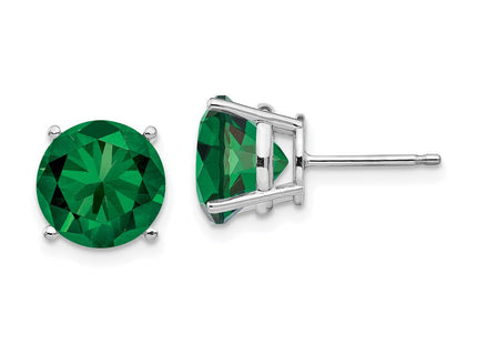 14k White Gold Mount St. Helens Round Stud Earrings (Style XE77WMS)