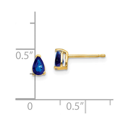 14K Sapphire Post Earrings, 6 x 3mm