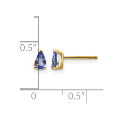 14K Tanzanite Post Earrings, 6 x 3mm