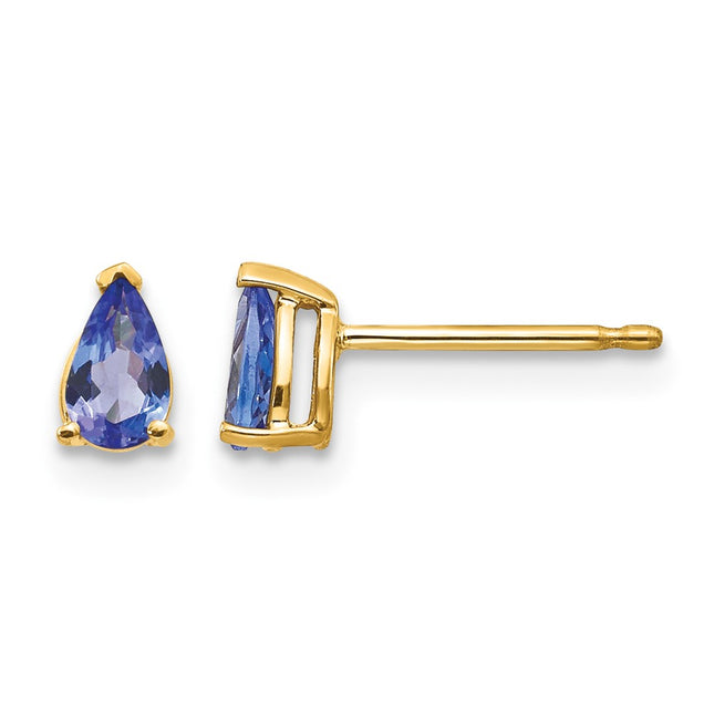14k Tanzanite Post Earrings, 6 x 3mm