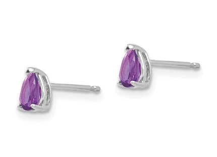 14K white gold amethyst earrings, alternate view
