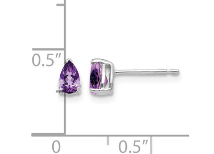 14K white gold amethyst earrings, further view