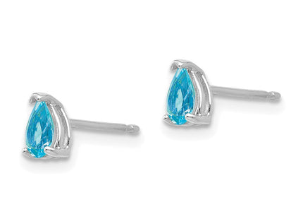 14k White Gold Pear Blue Topaz Earrings (Style XE78WBT)
