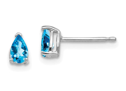 14k White Gold Pear Blue Topaz Earrings (Style XE78WBT)